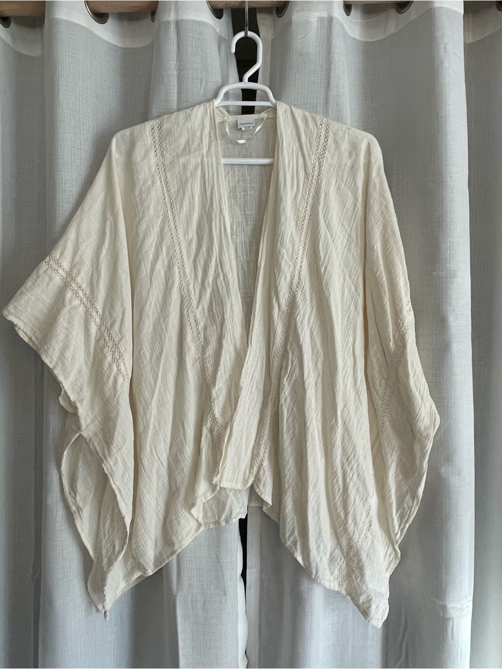 Sonoma Cream Open-Front Draped Kimono Tunic